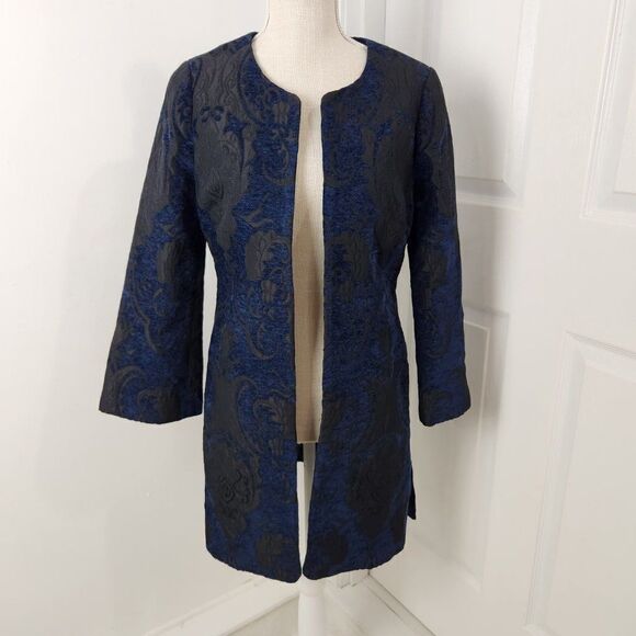 Lucky Brand Blazer Womens S Blue Floral Embroidered Goth Witch Vampire Regal VTG - Picture 16 of 16